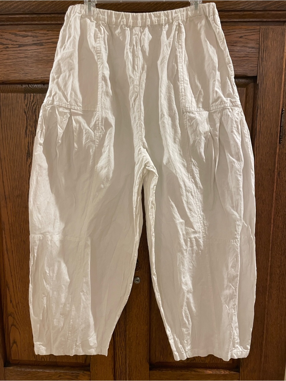 Eleven Stitch  Casual White Elastic-Waist Cropped Pants XL